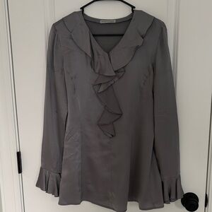 Emporio Armani Silver Ruffled Blouse
